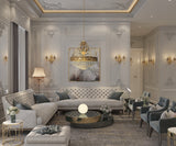 dimmable brass chandelier enhancing a classic -style interior