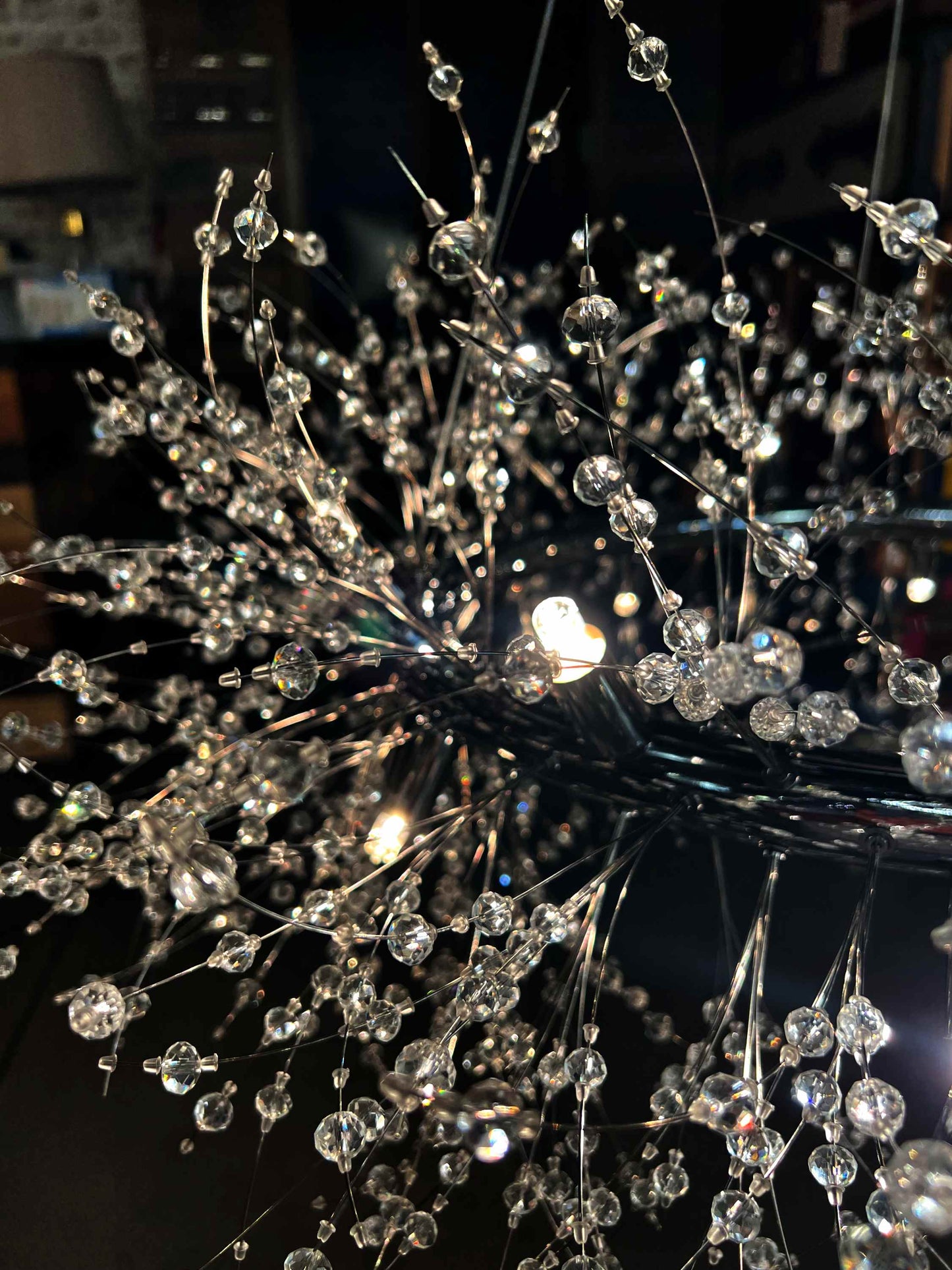 Ceiling mount and hanging cord of starburst crystal chandelier