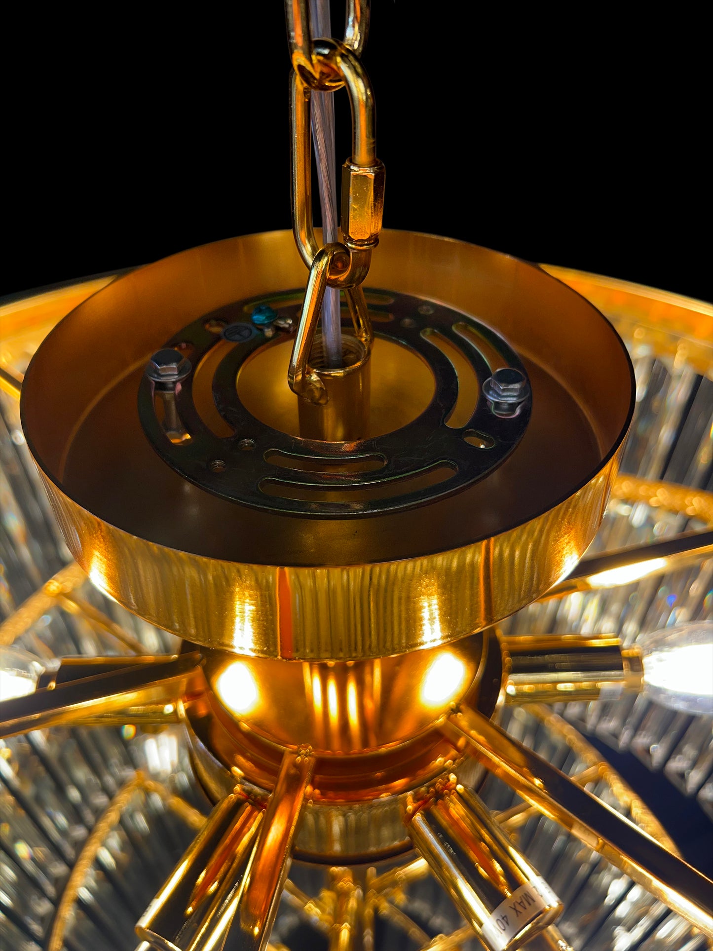 Gold chandelier canopy flash mount and hanging chain