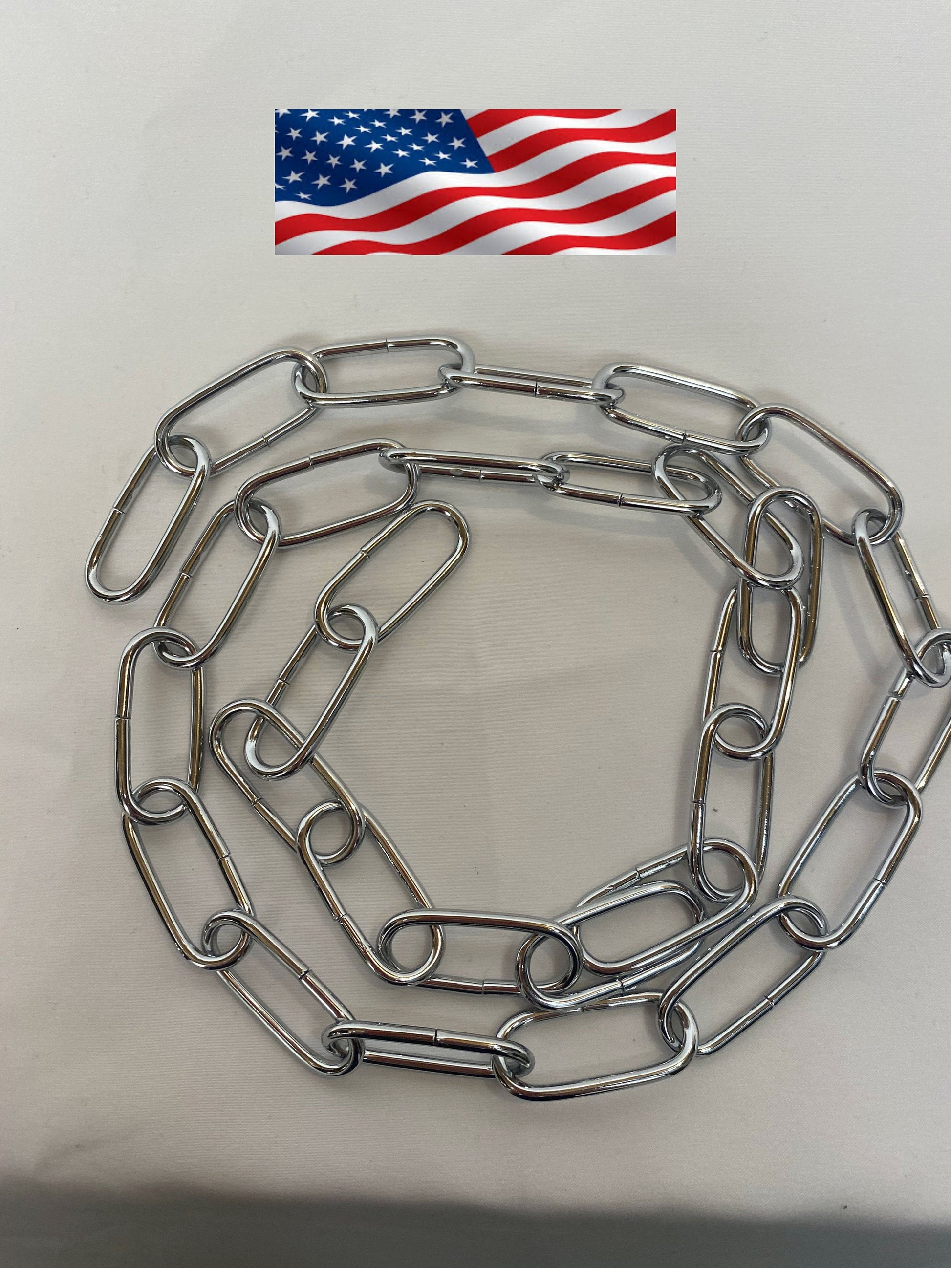 Coiled chrome chandelier chain iron finish