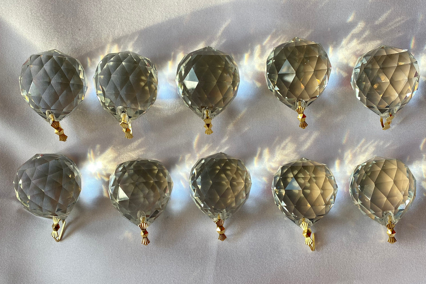 Crystal ball pendant with brass clip for easy chandelier installation