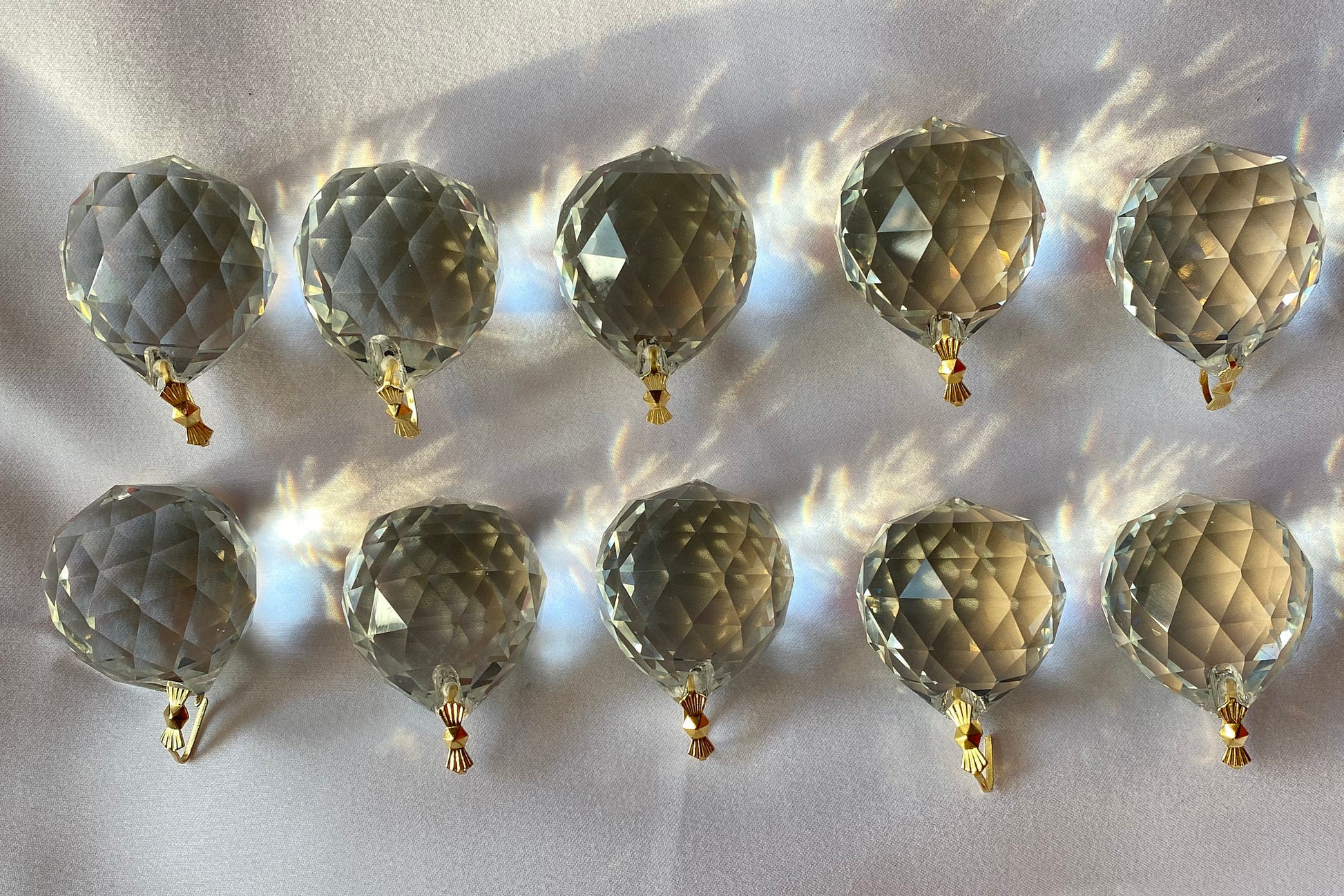 Crystal ball pendant with brass clip for easy chandelier installation