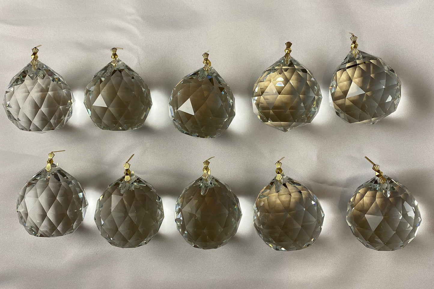 Ten piece pack of faceted crystal ball pendants for chandelier replacement
