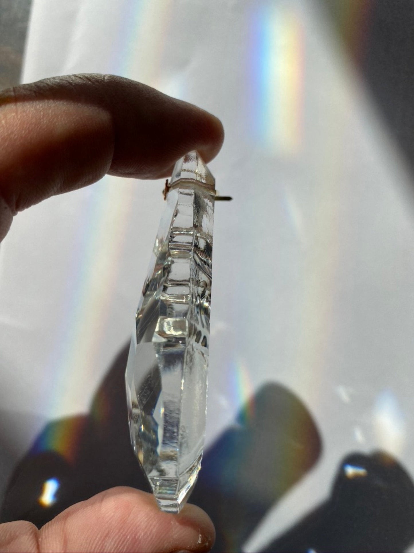 Crystal leaf pendant 76mm made from genuine full lead crystal with prism finish
