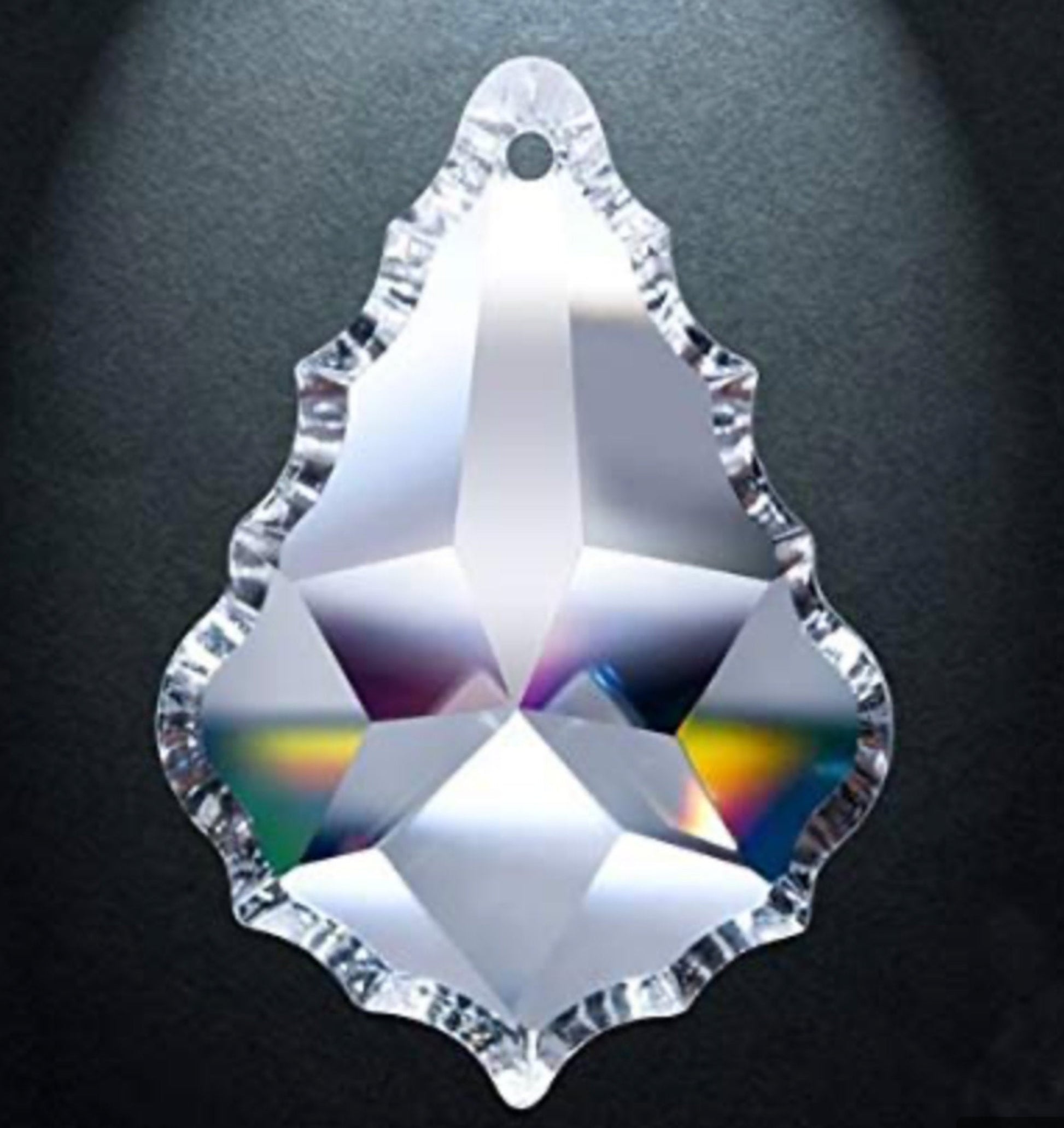 Handheld 89mm crystal leaf showing precision cut full lead crystal facets