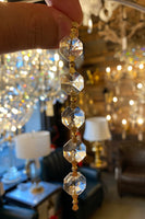Crystal octagon hanging with golden Brass Clips