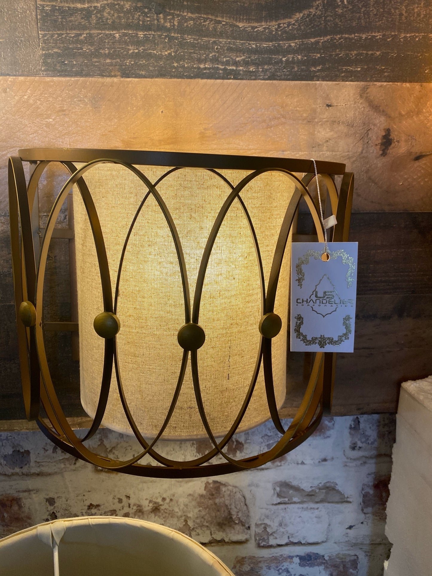 Modern Bronze Wall Sconce with Linen Fabric Shade