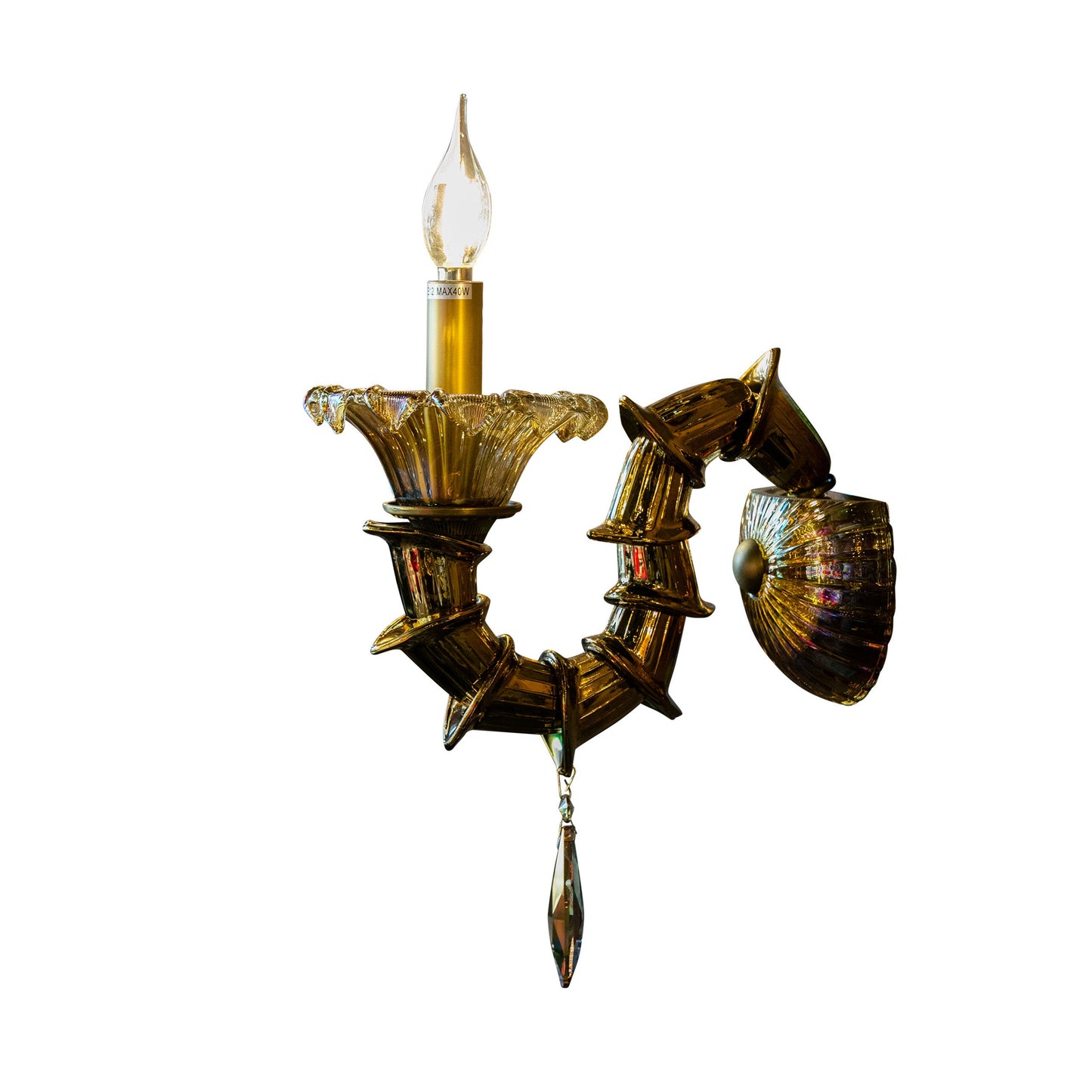 Modern & Classic Traditional Handmade Glass Wall Sconce with Smoky Crystal