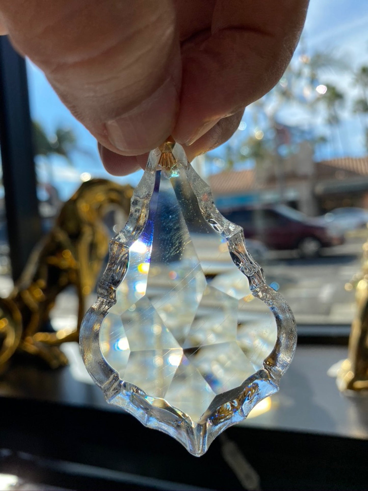 Crystal Leaf, 63mm (2.49Inch) - Premium Faceted Full-Lead Crystal