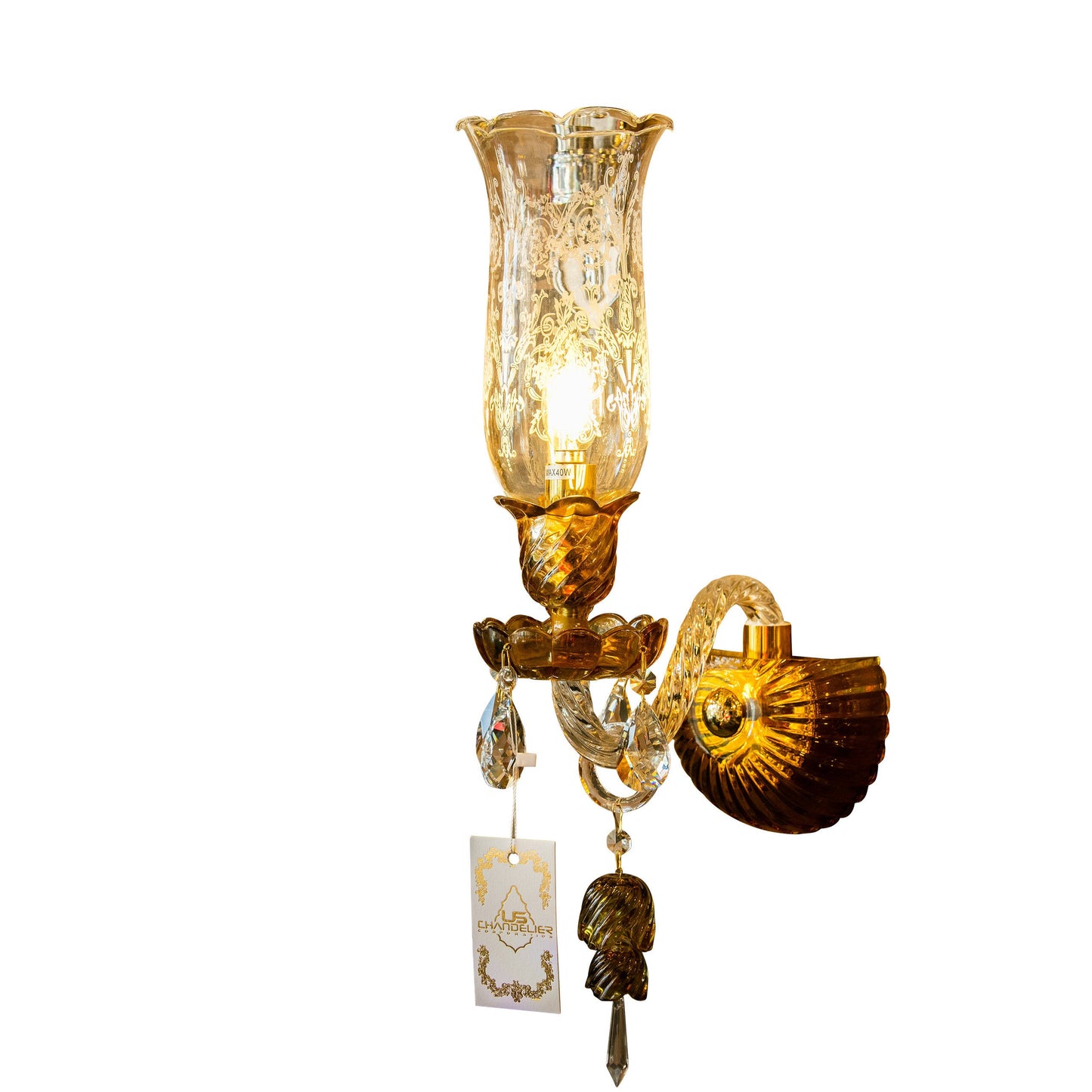 Handmade Italian Crystal and Glass Wall Sconce – Classic European Luxury Lighting