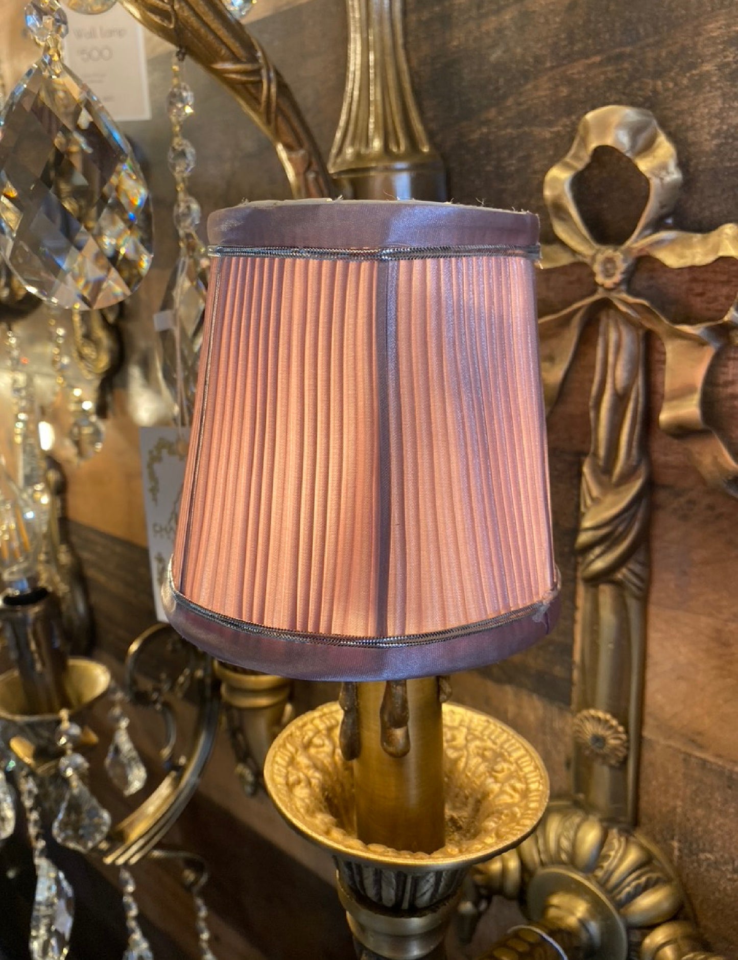 Handmade Pleated Satin Clip-On Lamp Shade,Elegant Small Shade for Chandeliers, Lamps