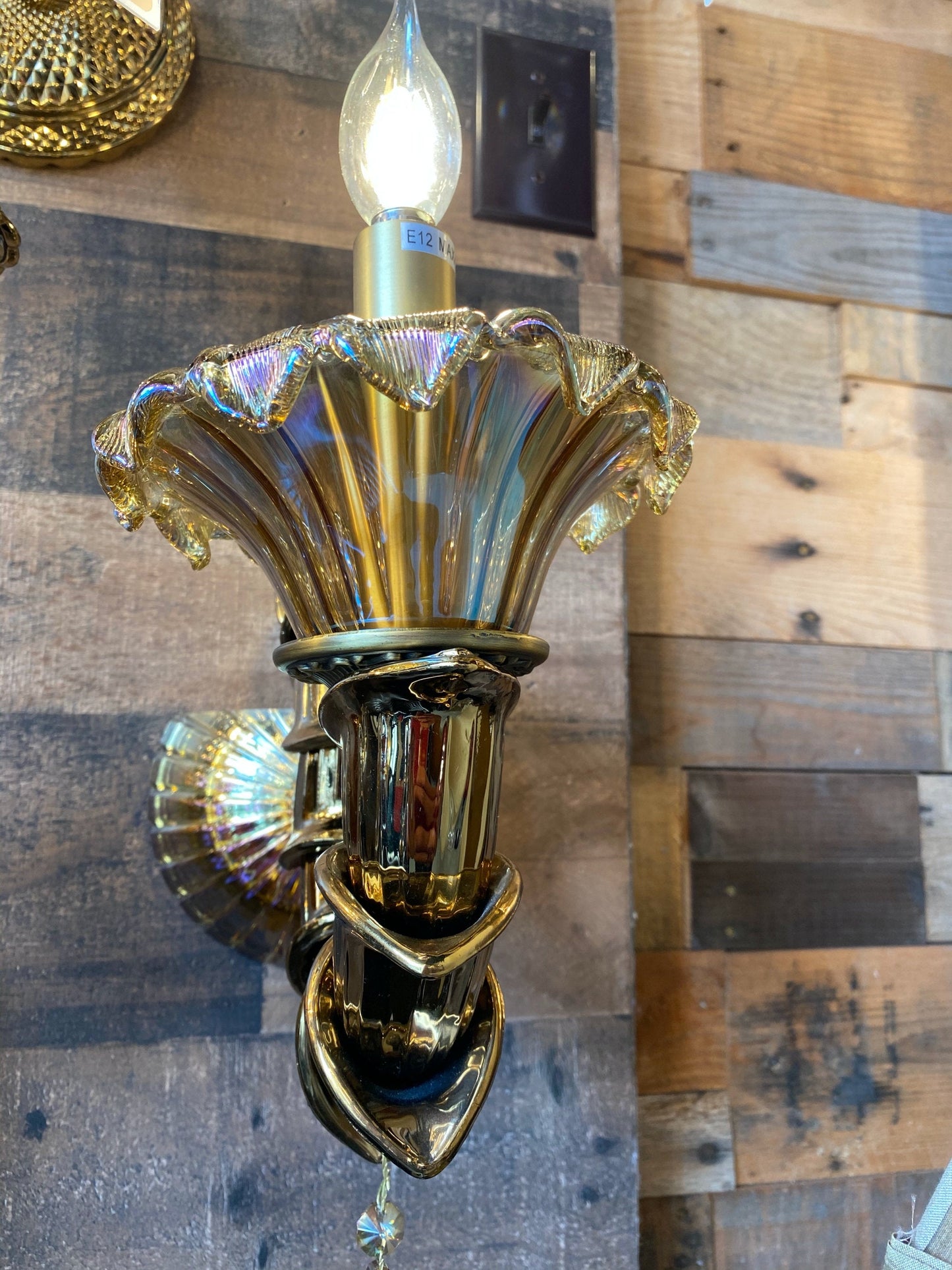 Modern & Classic Traditional Handmade Glass Wall Sconce with Smoky Crystal