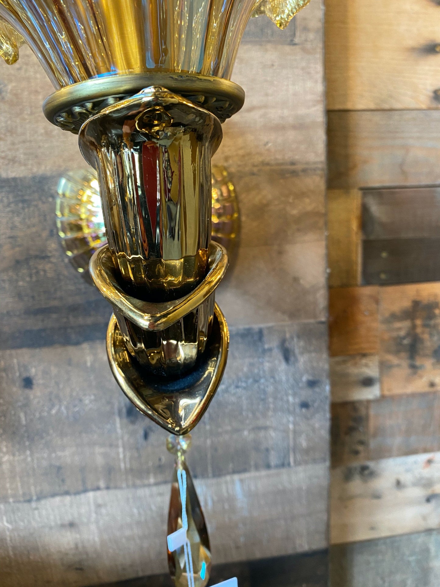 Modern & Classic Traditional Handmade Glass Wall Sconce with Smoky Crystal