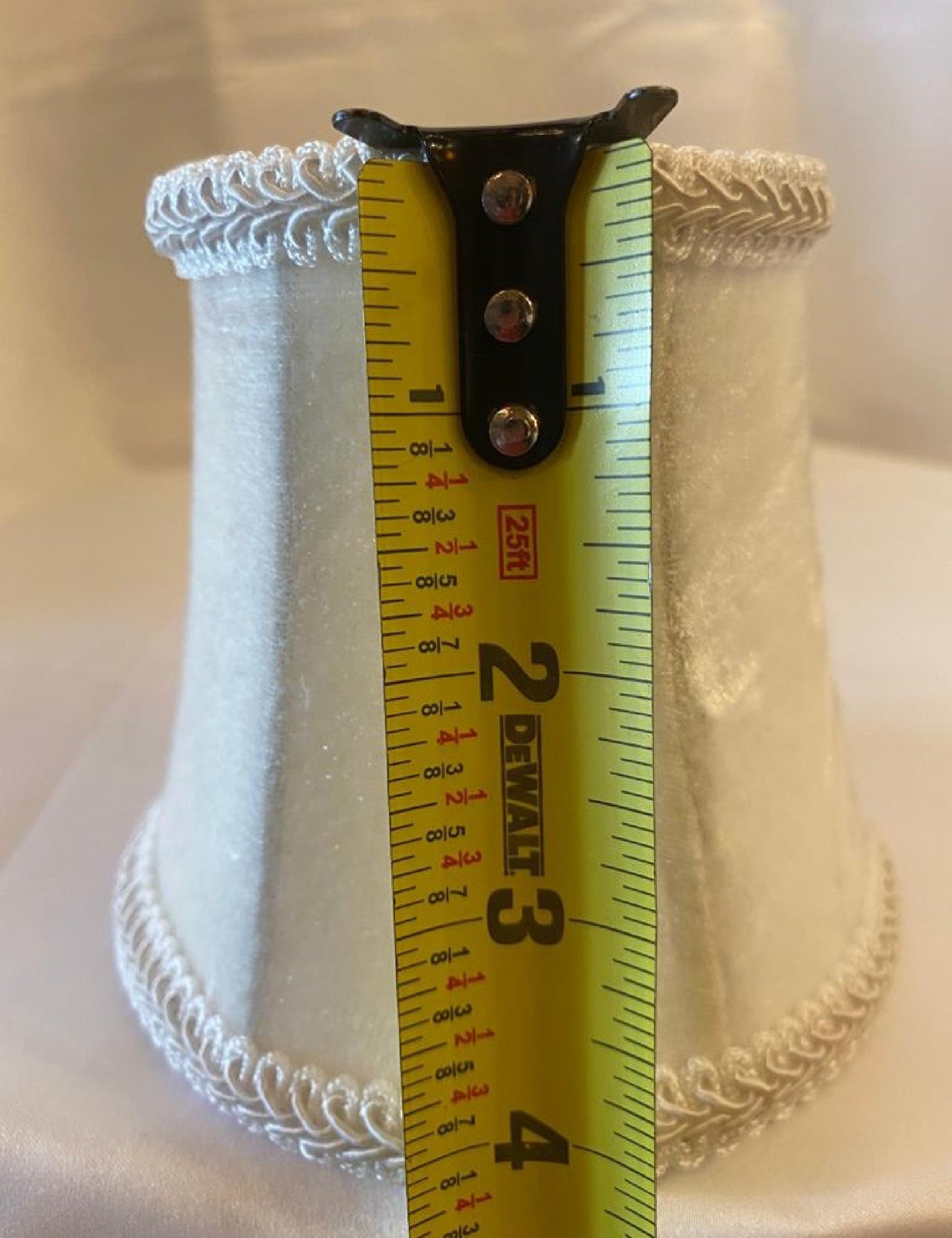 White velvet lamp shade height measurement
