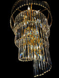 Rectangular crystal prisms gold chandelier
