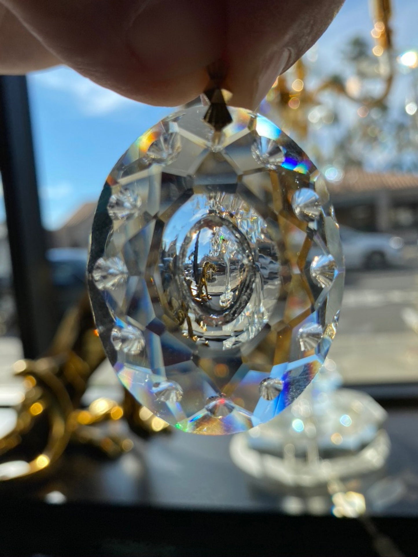 Oval crystal pendant accent on luxury crystal chandelier
