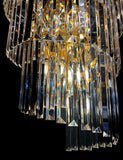 Rectangular crystal prisms gold chandelier