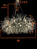 Size and dimensions of modern starburst crystal chandelier