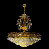 Handcrafted brass crystal chandelier with ornate detailing and brass  finish