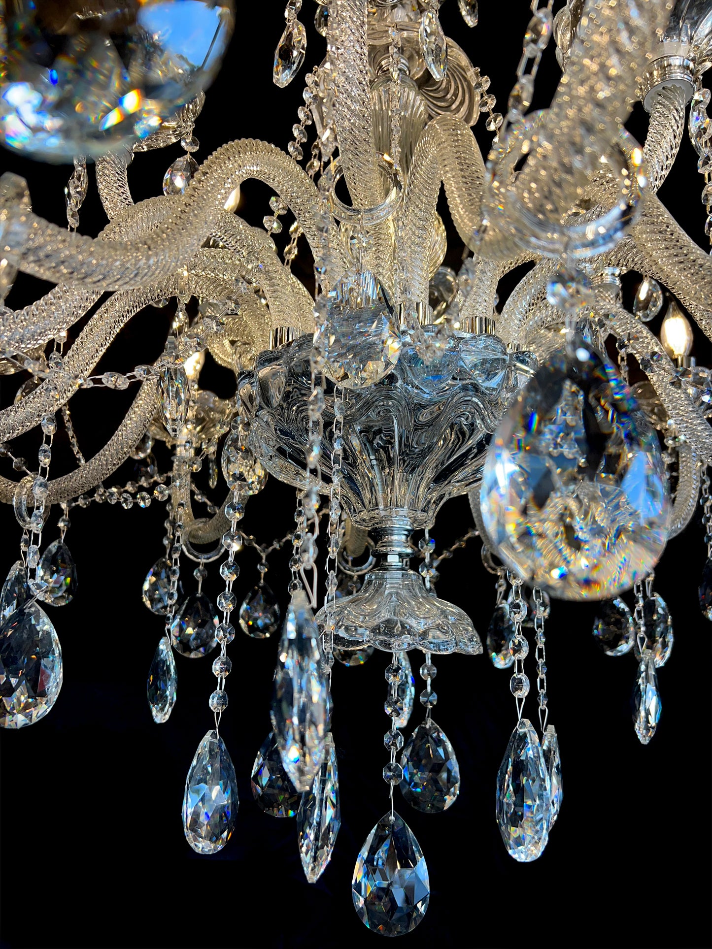 Vintage crystal chandelier center with faceted lead-crystal details